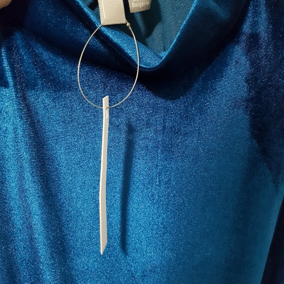 Asos Blue Velvet Pleated Open Back Dress - Picture 3 of 3